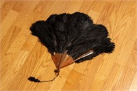 Vintage Black Ostrich Feather Fan