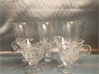 CRYSTAL WATER GOBLETS, CREAMER AND SUGAR