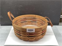 Longaberger Basket, Round, Leather Handles 1994