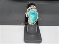 STERLING NAVAJO MADE TURQUOISE STATEMENT RING