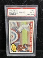 1959 Topps Mantle Hits 42nd HR PSA NM 7