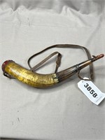 Powder Horn with Strap and Wooden End Cap,