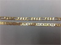 2 - 14K yellow gold chain bracelets