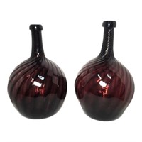 Pair of "Avalos" Mexican Blown Glass Vases