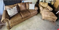 Lacrosse Faux Suede Sofa, Chair and Ottoman