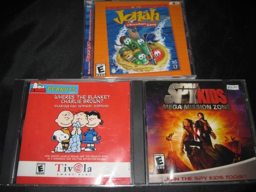 3 Youth Computer Games- Peanuts, Veggie Tales+