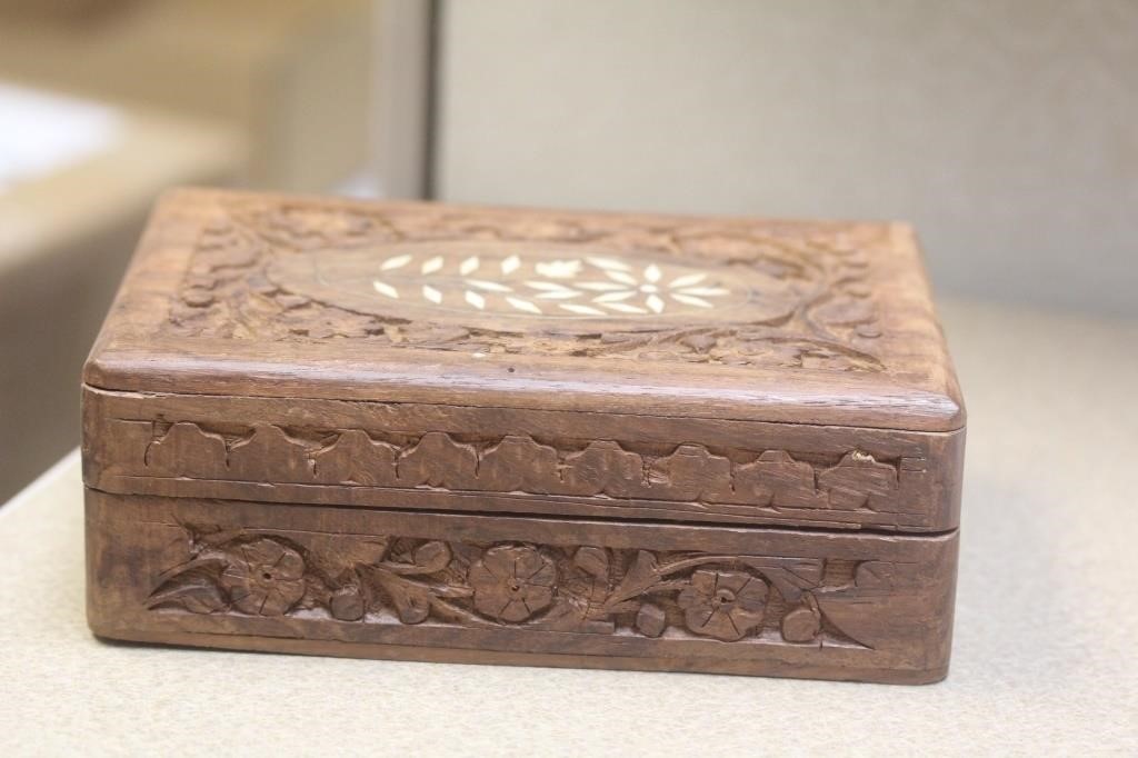 Well Carved Bone Inlaid Box