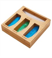 $30  Bamboo Ziplock Organizer - 4 Baggie Box