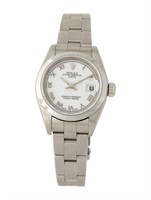 Rolex Date Oyster Perpetual White Ss Watch 26mm