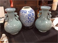 Pair of blue vases