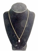 18 INCH NECKLACE - 10K GOLD W/ PINK STONE