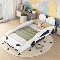 (READ)Twin Size Race Car Bed for Kids  White
