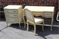 3 pc. Vintage French Provincial Vanity, Chair &