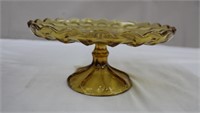 Amber pedestal cake plate 10 X 4.5"H