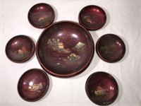 Japanese Lacquered Wood Bowl Set