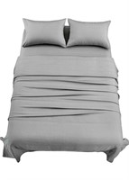 Mooreeke Bamboo Bed Sheets Set Full Grey Cooling