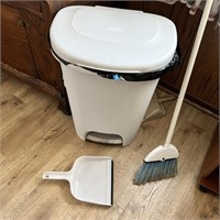 Trash Can, Broom & Dustpan