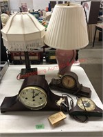 Mantel clocks, 2 lamps