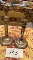 Antique 12 in tall silver plated candle sticks