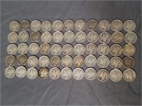 Lot of 55 1942 Silver Mercury Dimes