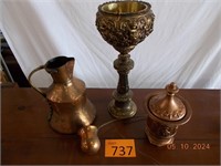 Brass Lot, Arnels Ceramic Jar