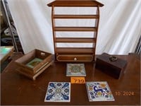 Display Shelf, Wood Box, Tile Display, Bowl