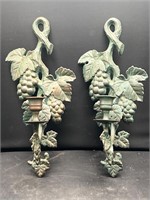 Cast Iron Candle Wall Rustic Sconces Grape Cluster