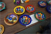 5-Mexican Folk Art wood bowls, hand-painted
