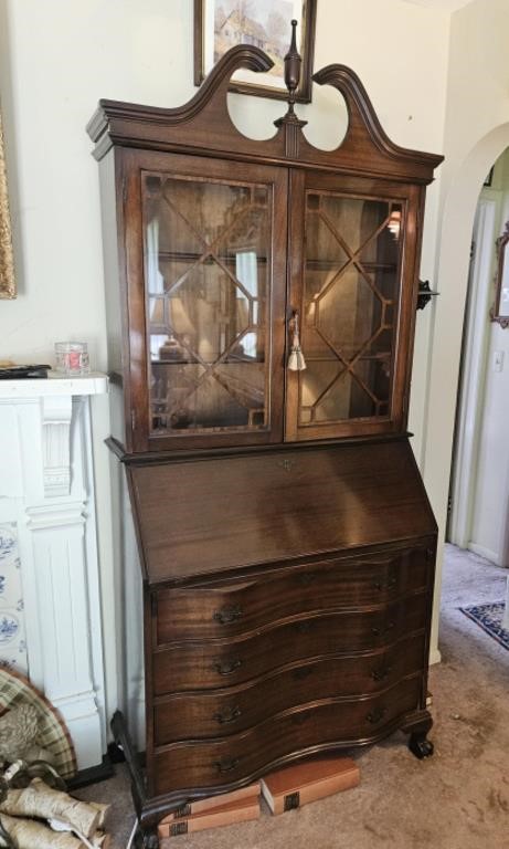 Mahogany Chippendale-style  Drop Front Secretary