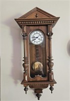 Walnut Victorian 8-day wall clock with key