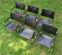 Six 70's Stendig Chrome & Leather Side Chairs