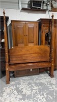Mahogany Queen Size Rice Carved Bed
