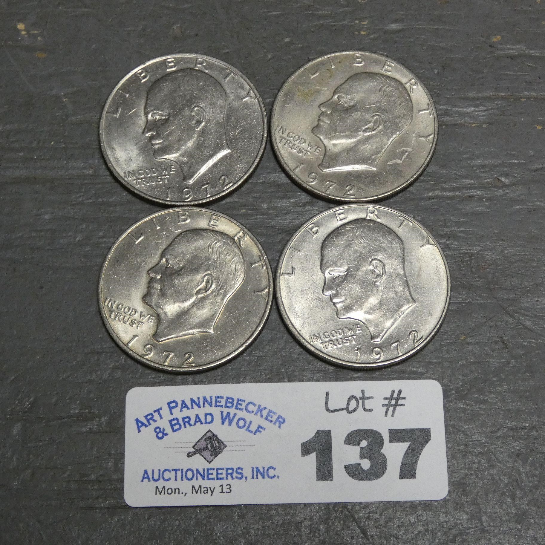 (4) Eisenhower Dollar Coins