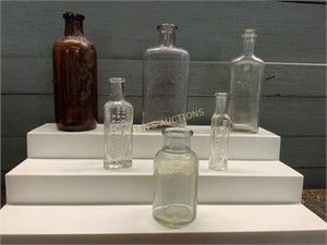 6 APOTHECARY AND DISTILLERY BOTTLES