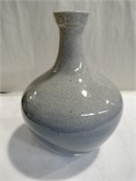 Pottery bud vase 8 in tall signed