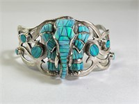 INCREDIBLE Solid Sterling "OPAL" Elephant Cuff