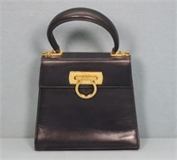 Salvatore Ferragamo Navy Leather Handbag