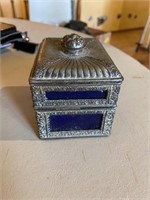 Two Tier Cobalt Silver Plate Trinket Box