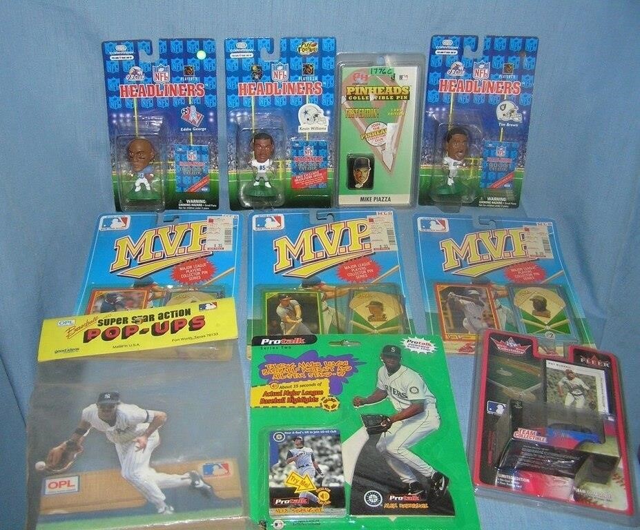 Group of sports collectibles