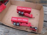 2 Red Dump Trailers & 3 Tractors