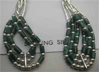 SW Liquid Sterling Silver Malachite Earrings - 3"