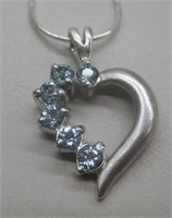 Sterling Silver Aquamarine Heart Necklace