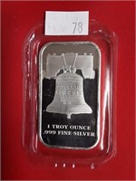 .999 FINE SILVER LIBERTY BELL BAR SEALED UNC