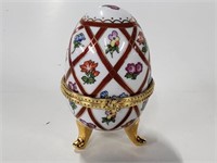 Ceramic Egg Trinket Box 3.5in Tall