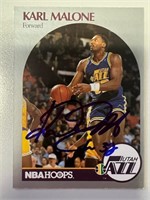 Jazz Karl Malone Signed Card with COA