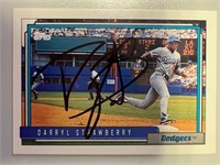 Dodgers Darryl Strawberry Signed Card with COA