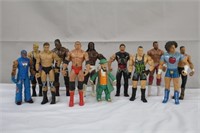 Twelve wrestling figures including Hornswoggle,