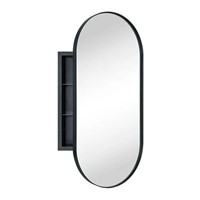 EGHOME Black Oval Recessed Medicine Cabinet