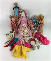 Selection of Barbie, Ken & Porcelain Dolls