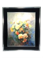 Floral Oil Painting in Aluminum Frame
